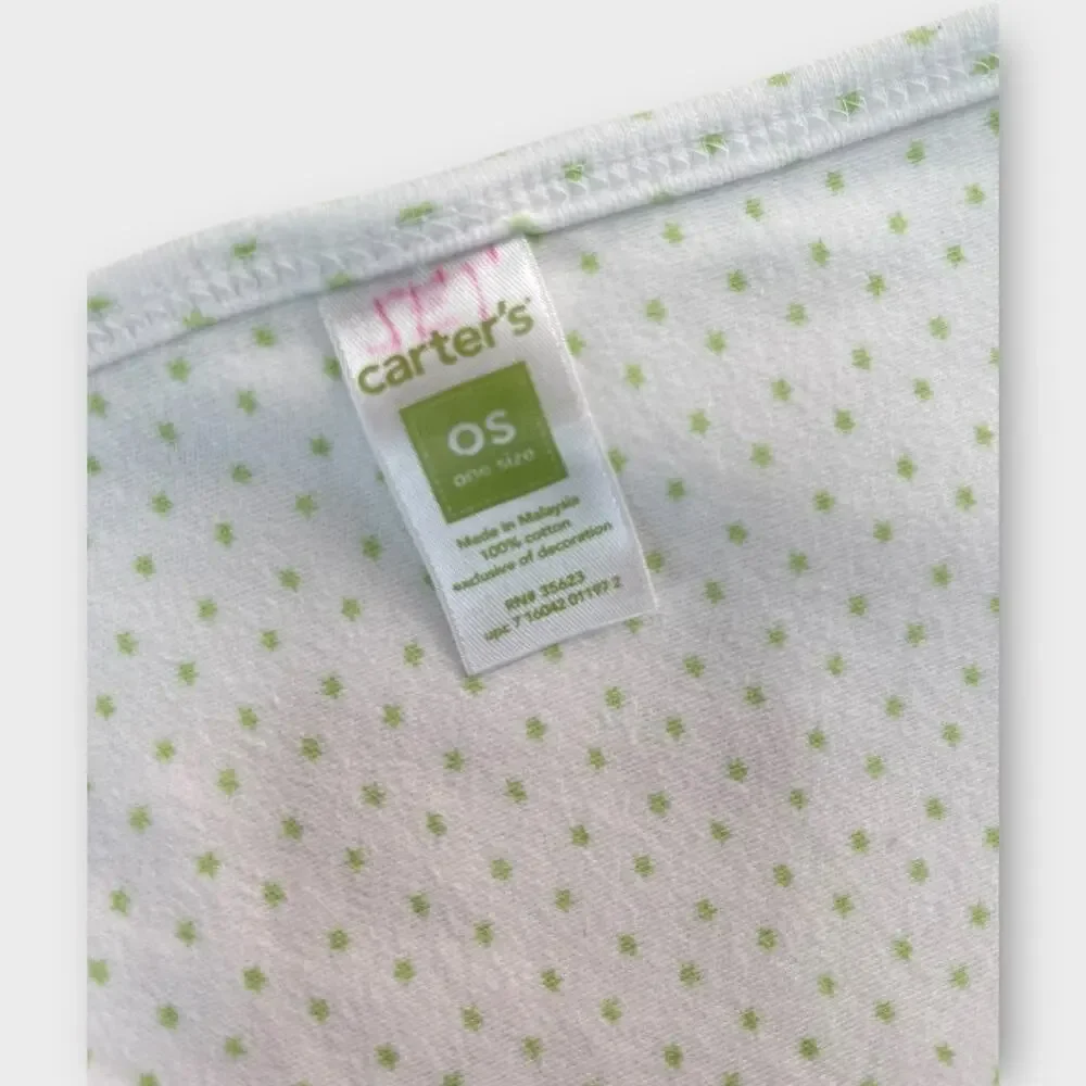 Carters Sweet Baby Star Green Striped Polka Dot Blanket Lovey Security Patchwork